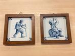 Tegeltjes Delfts Blauw in Houten Lijst, Antiek en Kunst, Ophalen of Verzenden