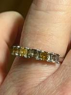 14K Witgouden rijring met Diamanten & AIG Certificaat, Ophalen of Verzenden, Zo goed als nieuw, 17 tot 18, Met edelsteen