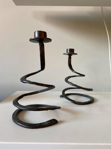 Brutalist IJzeren Kandelaars - Set van 2 beschikbaar voor biedingen