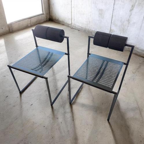 Set 2x Mario Botta Prima chair Alias 1980s full black, Huis en Inrichting, Stoelen, Gebruikt, Twee, Metaal, Zwart, Ophalen of Verzenden