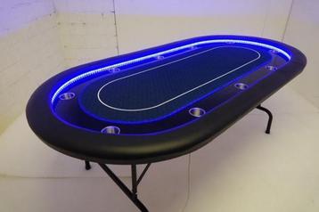4x Pokertafel LED nieuw speel kaarten casino black tafel beschikbaar voor biedingen