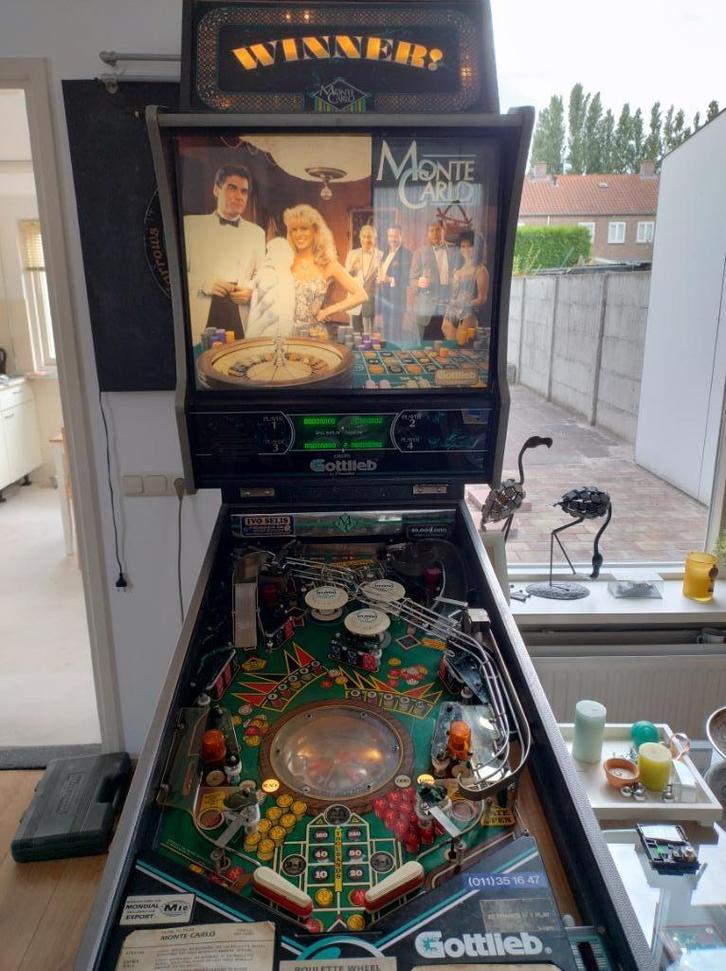 Monte Carlo flipperkast compleet met Topper, Verzamelen, Automaten | Flipperkasten, Gebruikt, Elektronisch, Flipperkast, Gottlieb