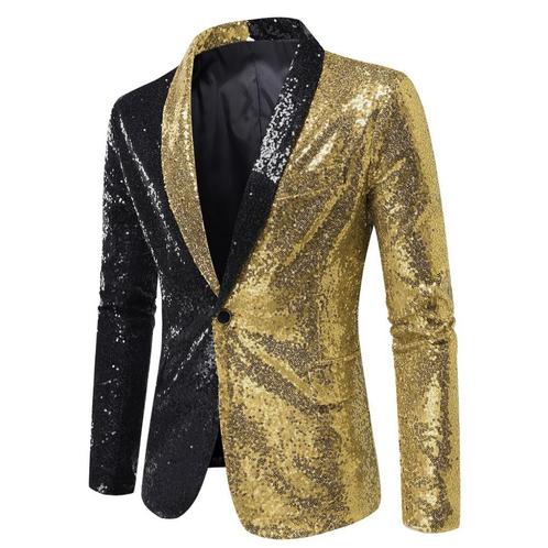 Heren gouden zwart glitter colbert / mannen blazer paillet, Kleding | Heren, Kostuums en Colberts, Nieuw, Verzenden