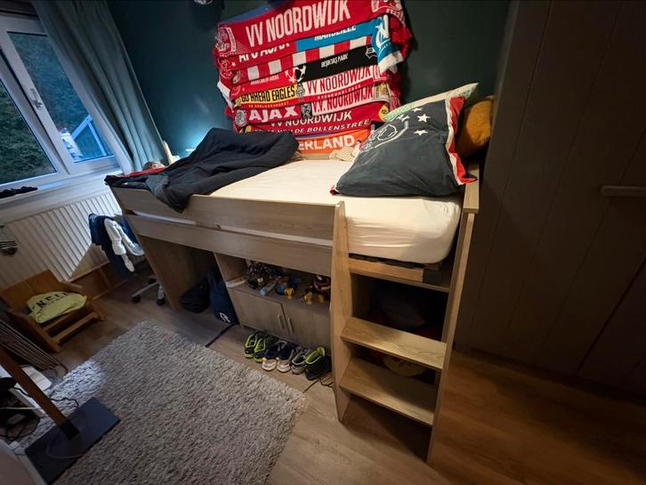 Half hoogslaper met bureau, Kinderen en Baby's, Kinderkamer | Stapelbedden en Hoogslapers, Gebruikt, Halfhoogslaper, Ophalen