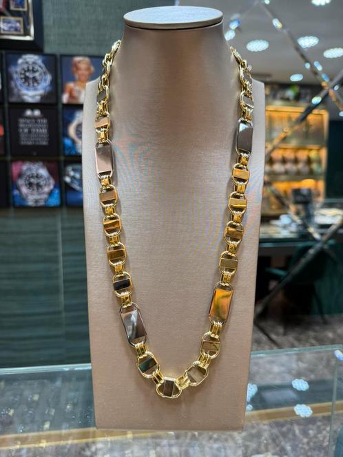 18Kt Goud - 105 gr - PLAT MAGNUM - Ketting, Sieraden, Tassen en Uiterlijk, Kettingen, Nieuw, Goud, Goud, Ophalen
