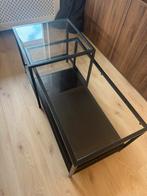VITTSJÖ Bijzettafel Set van 2 - Zwartbruin/Glas, Huis en Inrichting, Tafels | Salontafels, Ophalen, Gebruikt, 50 tot 100 cm, Glas