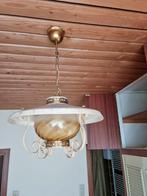 Vintage Hanglamp met Glazen Kap, Ophalen, Gebruikt, 50 tot 75 cm, Vintage