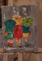 Drie Dames met Paraplu acryl op canvas schilderij painting, Huis en Inrichting, Woonaccessoires | Schilderijen, Tekeningen en Foto's