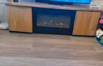 Tv meubel met kastruimte en sfeerhaard, 150 tot 200 cm, Eikenhout, Ophalen of Verzenden, Zo goed als nieuw