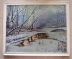 Sneeuwboslandschap in Alma Ata '90 - gesigneerd in Russisch, Antiek en Kunst, Ophalen of Verzenden