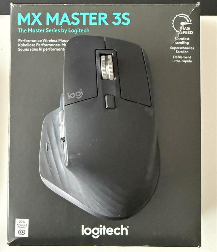 Logitech MX Master 3S Muis - Draadloos, Computers en Software, Muizen, Zo goed als nieuw, Muis, Rechtshandig, Draadloos, Ergonomisch