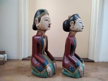 Oude houten beelden 55 cm hoog  beschikbaar voor biedingen