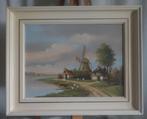 Hollands landschap - Paneel - Gesigneerd - 1950, Antiek en Kunst, Kunst | Schilderijen | Klassiek, Ophalen