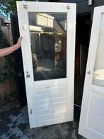Massief houten deur met glas, Doe-het-zelf en Verbouw, Deuren en Horren, Ophalen, Gebruikt, 200 tot 215 cm, Glas