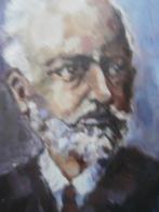 Portret Oude man, met Baard en snor, alluminium lijstje, Minder dan 50 cm, Minder dan 50 cm, Schilderij, Gebruikt