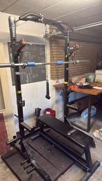 Squat rek met  olympische bar plus bankje en toebehoren, Ophalen of Verzenden, Zo goed als nieuw, Overige typen