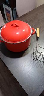 Rode Stampot Pan met Stamper, Ophalen, Nieuw