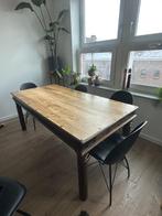 Industriële vintage houten eettafel 185x91, Ophalen, Gebruikt, 50 tot 100 cm, Vijf personen of meer