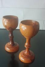 2 olijfhouten kaarsenstandaards, Ophalen of Verzenden, Keramiek of Aardewerk