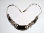 zilver COLLIER 45 cm met 3 Onyx en Markasietjes, Jugendstill, Sieraden, Tassen en Uiterlijk, Antieke sieraden, Ophalen of Verzenden
