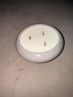 Houten lont kaars in keramische pot, Huis en Inrichting, Woonaccessoires | Kandelaars en Kaarsen, Overige materialen, Wit, Nieuw