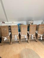 6 eetkamerstoelen van Rivièra Maison, Huis en Inrichting, Stoelen, Ophalen, Gebruikt, Bruin, Landelijk rattan