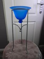 Standaard met blauwe schaal, Huis en Inrichting, Woonaccessoires | Kandelaars en Kaarsen, 25 tot 50 cm, Ophalen of Verzenden, Zo goed als nieuw