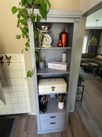 Vintage Grijze Houten Open Kast met Lades, Huis en Inrichting, Kasten | Boekenkasten, Ophalen, 50 tot 100 cm, Zo goed als nieuw