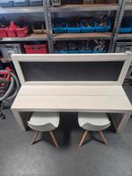 Steigerhouten speeltafel met 2 stoelen, Ophalen, Gebruikt, 75 cm of meer, 60 cm of meer