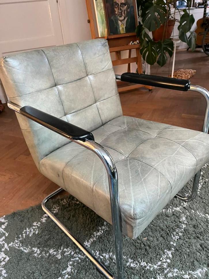 Twee fauteuils stoer leer, Huis en Inrichting, Fauteuils, Gebruikt, Leer, 50 tot 75 cm, 75 tot 100 cm, Ophalen