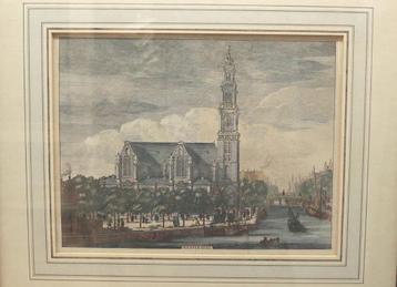 Antieke gravure Westerkerk Amsterdam 1726  beschikbaar voor biedingen