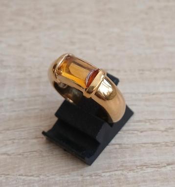 Gouden zilveren ring met een citrien edelsteen. VERKOCHT! beschikbaar voor biedingen
