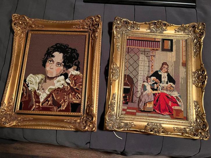 Geborduurde Schilderijen 40x50 lijste zijn al prachtig, Antiek en Kunst, Kunst | Overige Kunst, Ophalen