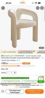 Witte design stoel japandi, Huis en Inrichting, Kunststof, Wit, Ophalen of Verzenden, Zo goed als nieuw