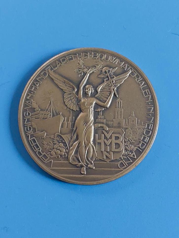 Penning vereniging bouwmaterialen, Postzegels en Munten, Penningen en Medailles, Brons, Nederland, Ophalen of Verzenden