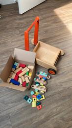 Houten loopkar met blokken, Kinderen en Baby's, Ophalen, Gebruikt, Duw- of Trekspeelgoed