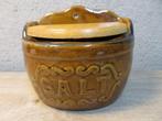 Vintage keramiek zoutpot met houten deksel, Ophalen of Verzenden