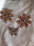 Broches met okerkleurige strasse steentjes, Overige materialen, N.v.t., Geel, N.v.t.