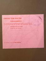 Circus Boltoni toegangsbewijs, premiere Utrecht 1972, Ophalen of Verzenden, 1960 tot 1980, Overige onderwerpen