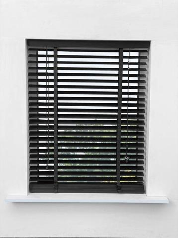 Houten Jaloezie 50mm BxH 220x250cm Zwart- 25mm ladderband beschikbaar voor biedingen