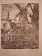 Ets van een Molens onduidelijk Gesigneerd, Antiek en Kunst, Kunst | Etsen en Gravures, Ophalen of Verzenden