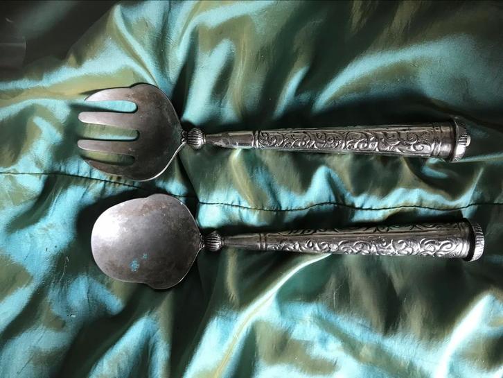 Opschep vork en lepel, Antiek en Kunst, Curiosa en Brocante, Ophalen of Verzenden