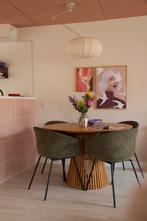 Kave home ronde eettafel, teak hout, Jeanette, Huis en Inrichting, Tafels | Eettafels, Ophalen, Gebruikt, 100 tot 150 cm, Vijf personen of meer