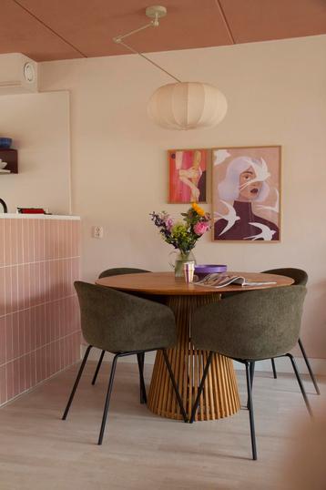 Kave home ronde eettafel, teak hout, Jeanette beschikbaar voor biedingen