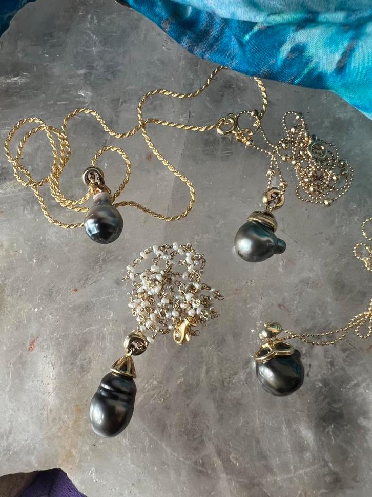 Tahiti zoutwater parel hanger geluk powerful magie uniek TIP, Sieraden, Tassen en Uiterlijk, Kettingen, Nieuw, Zilver, Met edelsteen