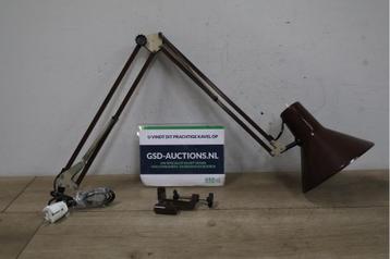 Vintage Bruin Metalen Klem-Bureaulamp beschikbaar voor biedingen