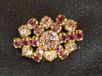 schitterende vintage broche met "amethist" strass steentjes, Overige materialen, Paars, Minder dan 4 cm, Ophalen of Verzenden