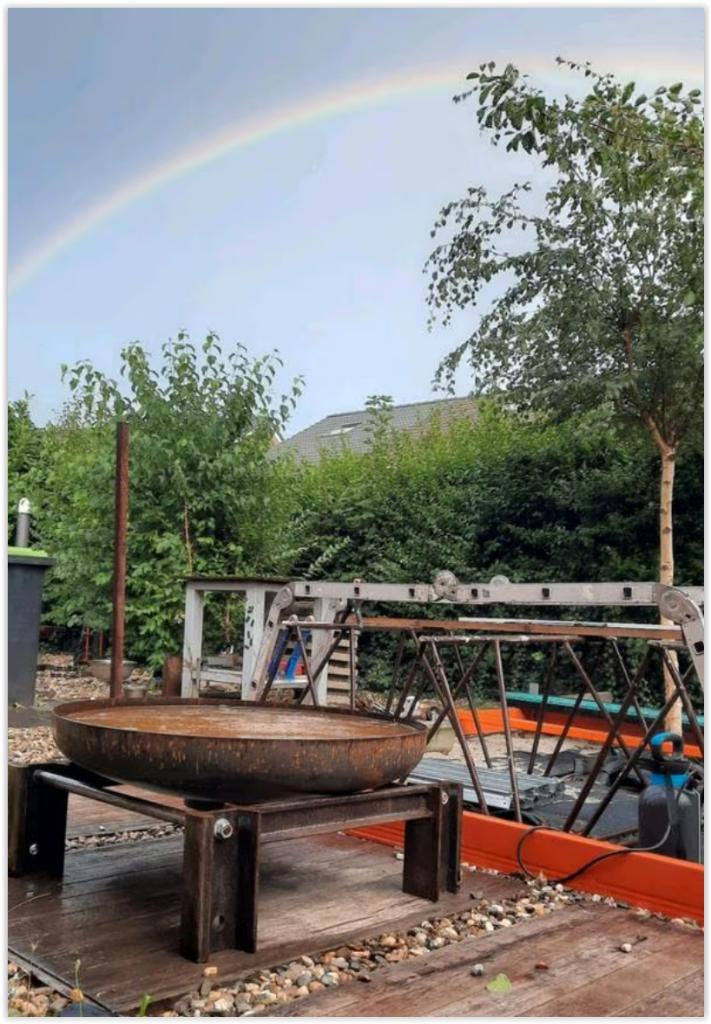 Design Vogel Waterschaal vuurkorf industrieel spoorrails, Tuin en Terras, Vogelhuisjes en Vogelbaden, Ophalen