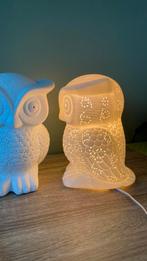 Twee porseleinen tafellampen / nachtlampen / uil, Huis en Inrichting, Ophalen of Verzenden