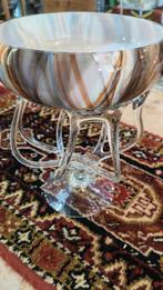 Glazen design schaal op voet – swirl decor 23,5 cm, Antiek en Kunst, Antiek | Glas en Kristal, Ophalen of Verzenden